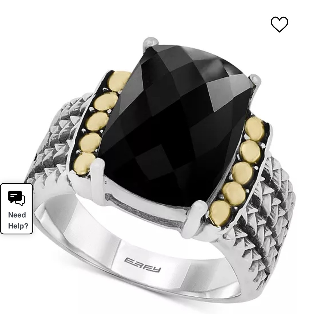 Eclipse by EFFY® Onyx Statement Ring in Sterling Silver & 18k Gold